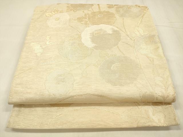 平和屋着物＊夏物　六通柄袋帯　草花文　金糸　正絹　逸品　DABD6699cm