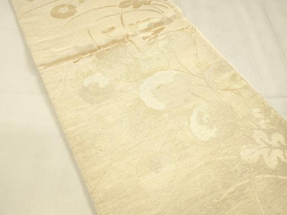 平和屋着物＊夏物　六通柄袋帯　草花文　金糸　正絹　逸品　DABD6699cm