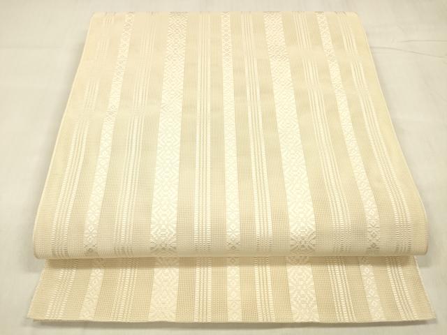 平和屋着物＊夏物 本場筑前博多織 八寸名古屋帯 紗献上 肌色 正絹 逸品 DABD6700cm