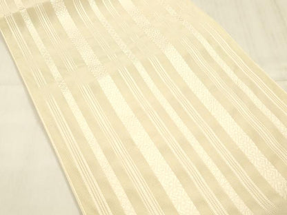 平和屋着物＊夏物 本場筑前博多織 八寸名古屋帯 紗献上 肌色 正絹 逸品 DABD6700cm