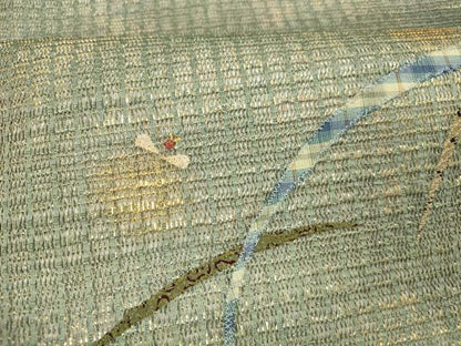 平和屋着物＊夏物 太鼓柄 本袋帯 パッチワーク 蛍芝文 金彩 正絹 逸品 DABD6704cm
