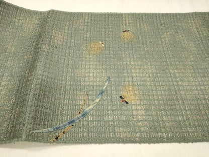 平和屋着物＊夏物 太鼓柄 本袋帯 パッチワーク 蛍芝文 金彩 正絹 逸品 DABD6704cm