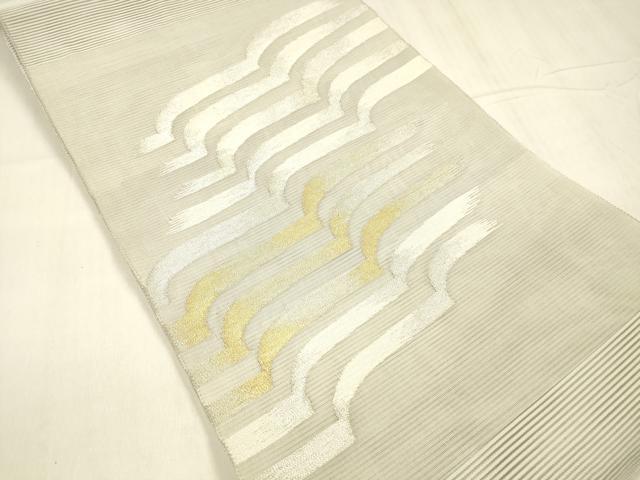 平和屋着物＊夏物　絽綴れ　太鼓柄袋帯　抽象文様　金銀糸　正絹　逸品　DABD6710cm