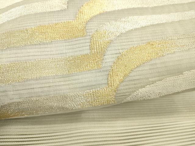 平和屋着物＊夏物　絽綴れ　太鼓柄袋帯　抽象文様　金銀糸　正絹　逸品　DABD6710cm