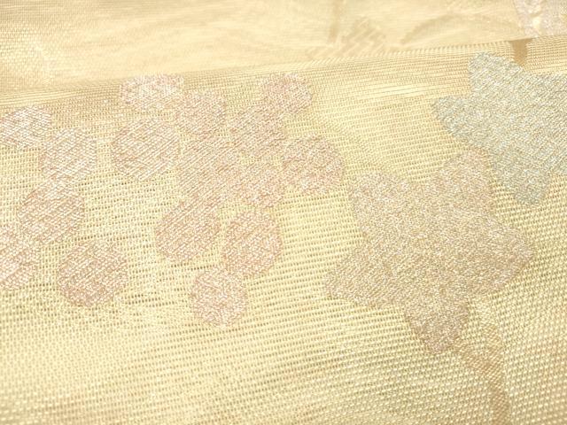 平和屋着物＊夏物 六通柄袋帯 南天蔦の葉花文 金糸 正絹 逸品 DABD6712cm