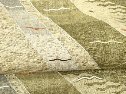 平和屋着物＊夏物 六通柄袋帯 抽象文様 金銀糸 正絹 逸品 DABD6714cm