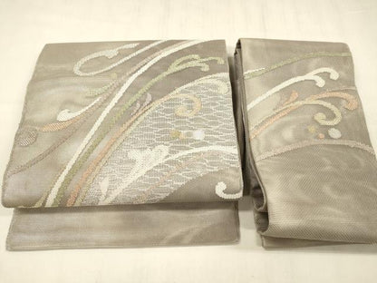 平和屋着物＊夏物　つけ帯　流水文　金銀糸　正絹　逸品　DABD6715cm