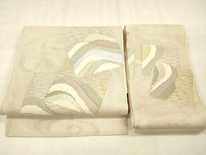 平和屋着物＊夏物　つけ帯　流水文　金銀糸　正絹　逸品　DABD6716cm