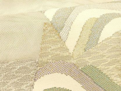 平和屋着物＊夏物　つけ帯　流水文　金銀糸　正絹　逸品　DABD6716cm