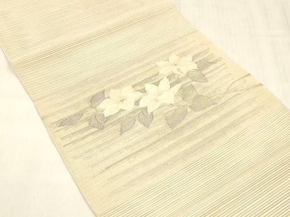 平和屋着物＊夏物 西陣 絽綴れ つけ帯 草花文 金銀糸 正絹 逸品 DABD6717cm