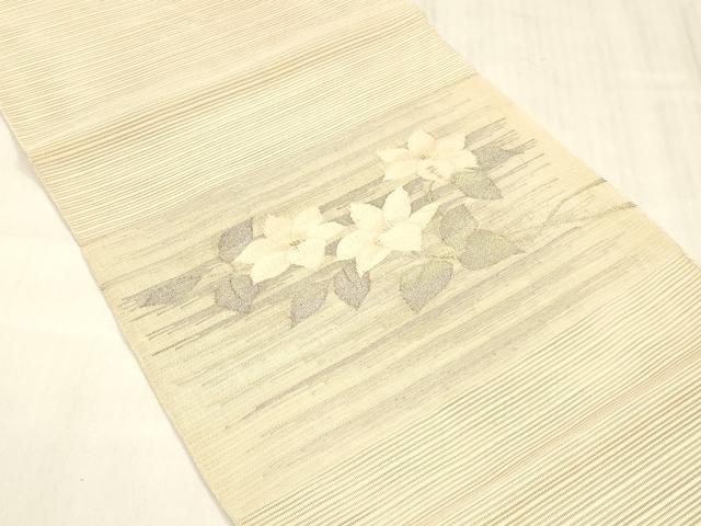 平和屋着物＊夏物 西陣 絽綴れ つけ帯 草花文 金銀糸 正絹 逸品 DABD6717cm