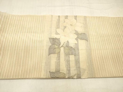 平和屋着物＊夏物 西陣 絽綴れ つけ帯 草花文 金銀糸 正絹 逸品 DABD6717cm