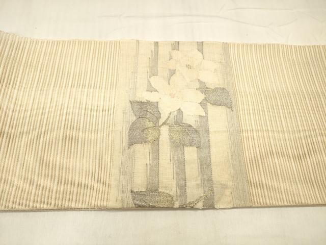 平和屋着物＊夏物 西陣 絽綴れ つけ帯 草花文 金銀糸 正絹 逸品 DABD6717cm