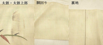 平和屋着物＊夏物　絽綴れ　八寸名古屋帯　草葉文　金糸　正絹　逸品　DABD6718cm
