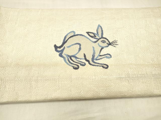 平和屋着物▽つけ帯 スリーシーズン 春夏秋 作家物 兎草葉文