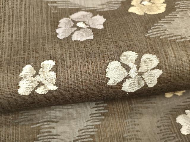 平和屋着物▽太鼓柄袋帯　スリーシーズン　春夏秋　すくい織　舞花文　銀糸　正絹　逸品　DABD6721cm