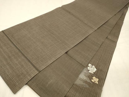 平和屋着物▽太鼓柄袋帯　スリーシーズン　春夏秋　すくい織　舞花文　銀糸　正絹　逸品　DABD6721cm