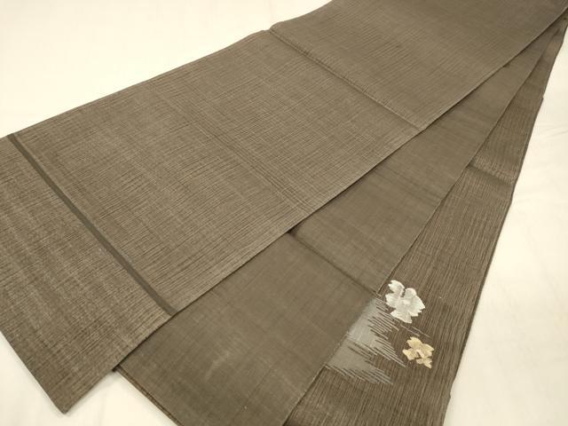 平和屋着物▽太鼓柄袋帯　スリーシーズン　春夏秋　すくい織　舞花文　銀糸　正絹　逸品　DABD6721cm