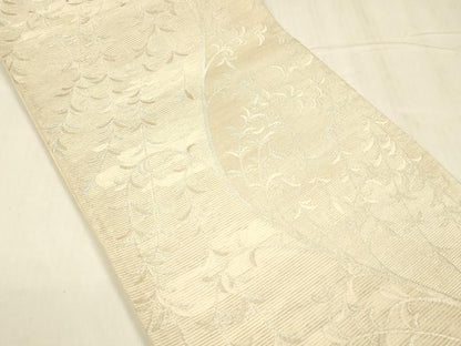 平和屋着物＊夏物 六通柄袋帯 玉すだれ 枝葉文 銀糸 正絹 逸品 DABD6723cm