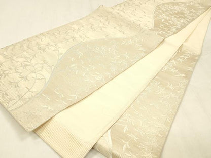 平和屋着物＊夏物 六通柄袋帯 玉すだれ 枝葉文 銀糸 正絹 逸品 DABD6723cm