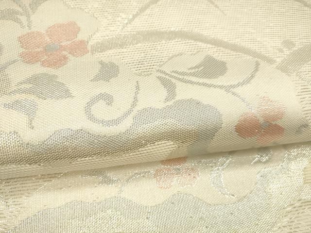 平和屋着物＊夏物 六通柄袋帯 露芝花文 銀糸 正絹 逸品 DABD6725cm