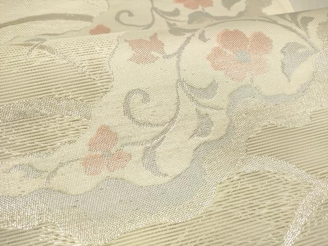 平和屋着物＊夏物　六通柄袋帯　露芝花文　銀糸　正絹　逸品　DABD6725cm 平和屋着物＊夏物 六通柄袋帯 露芝花文 銀糸 正絹 逸品
