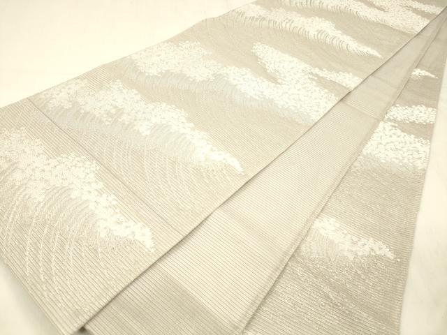 平和屋着物＊夏物　松尾光琳　六通柄袋帯　立波文　銀糸　正絹　逸品　DABD6726cm 平和屋着物＊夏物 松尾光琳 六通柄袋帯 立波文 銀糸 正絹 逸品