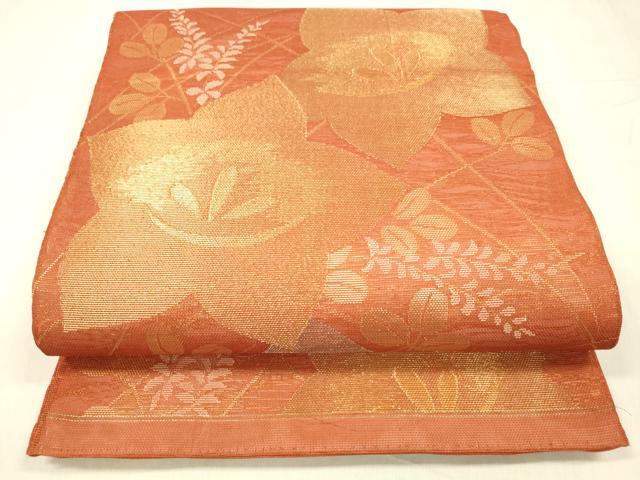 平和屋着物＊夏物 六通柄 本袋帯 草花文 金銀糸 正絹 逸品 DABD6728cm