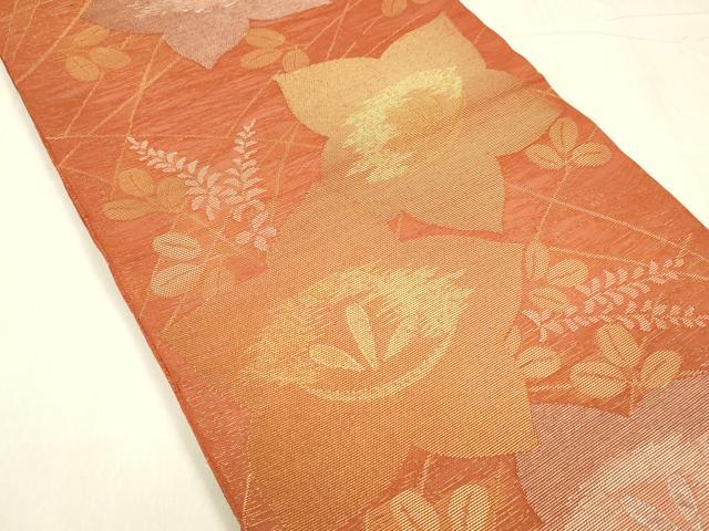 平和屋着物＊夏物 六通柄 本袋帯 草花文 金銀糸 正絹 逸品 DABD6728cm