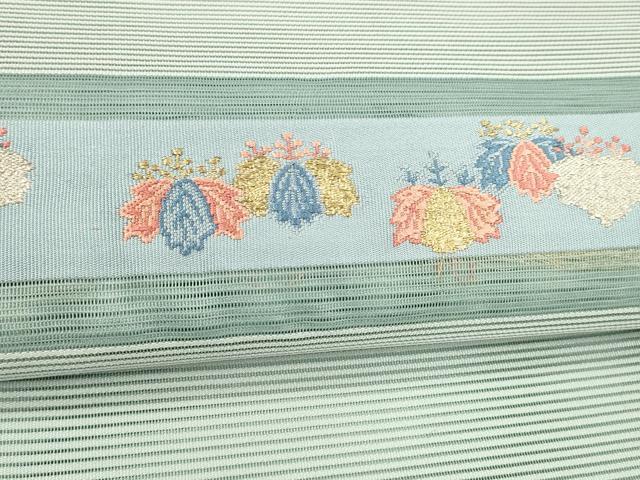平和屋着物＊夏物　八寸名古屋帯　草花文　正絹　逸品　DABC8863cm 平和屋着物＊夏物 八寸名古屋帯 草花文 正絹 逸品 DABC8863cmの通販 by