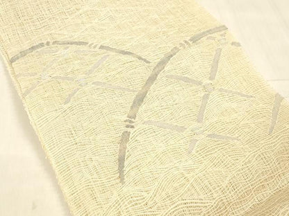 平和屋着物＊夏物 八寸名古屋帯 籬文 銀糸 正絹 逸品 DABD6732cm