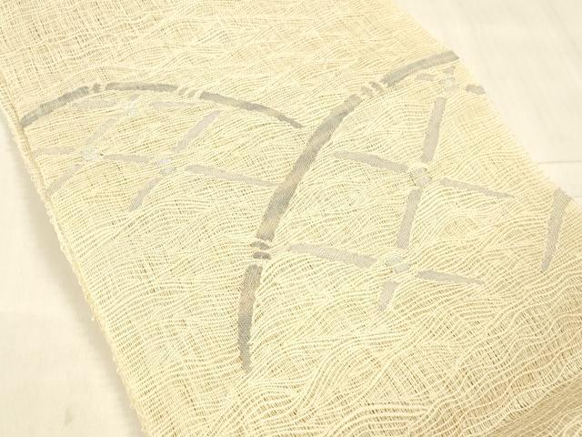 平和屋着物＊夏物 八寸名古屋帯 籬文 銀糸 正絹 逸品 DABD6732cm