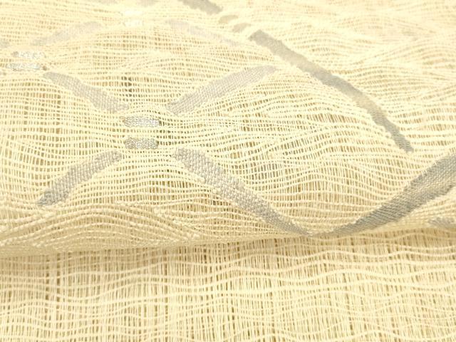 平和屋着物＊夏物 八寸名古屋帯 籬文 銀糸 正絹 逸品 DABD6732cm