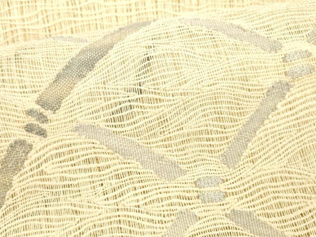 平和屋着物＊夏物 八寸名古屋帯 籬文 銀糸 正絹 逸品 DABD6732cm