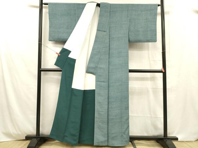 平和屋着物■江戸小紋 万筋 藍色×白色 正絹 逸品 DABD6737cm