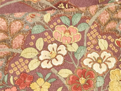 平和屋着物■訪問着　ふくれ織　花蝶文　金彩　正絹　逸品　DABD6738cm