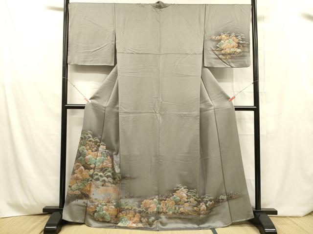 平和屋着物■訪問着 風景文 金銀彩 正絹 逸品 DABD6743cm
