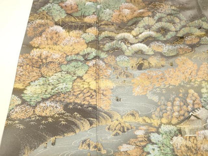 平和屋着物■訪問着 風景文 金銀彩 正絹 逸品 DABD6743cm