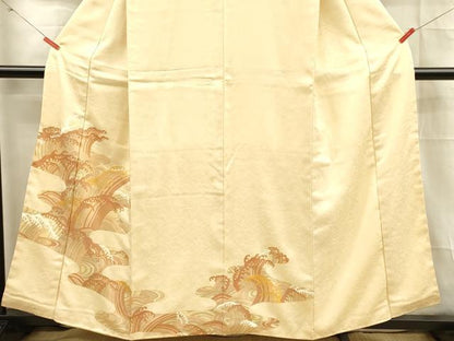 平和屋着物■訪問着　立波文　金彩　正絹　逸品　DABD6830cm