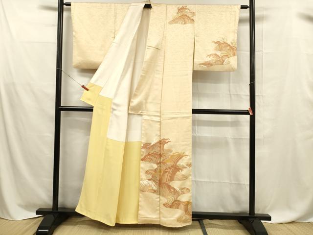 平和屋着物■訪問着　立波文　金彩　正絹　逸品　DABD6830cm