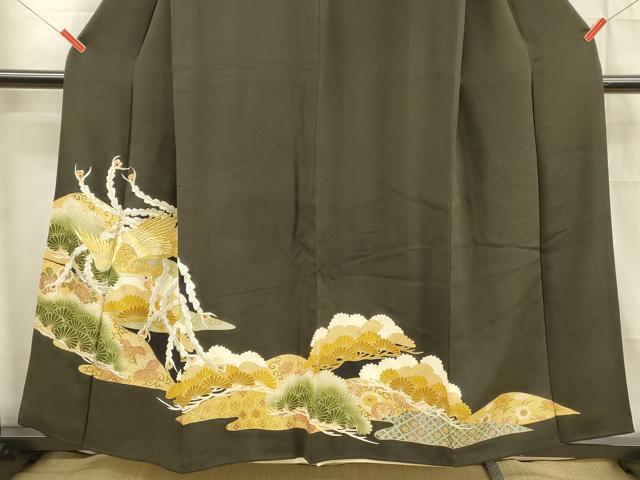 平和屋着物■豪華黒留袖　刺繍　鳳凰花唐草文　金銀彩　正絹　逸品　DABD6831cm