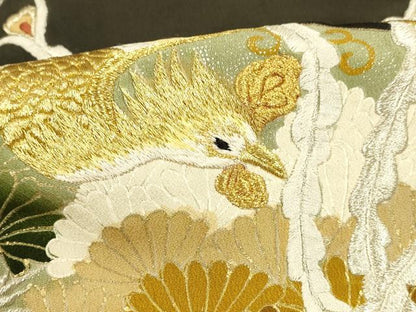 平和屋着物■豪華黒留袖　刺繍　鳳凰花唐草文　金銀彩　正絹　逸品　DABD6831cm