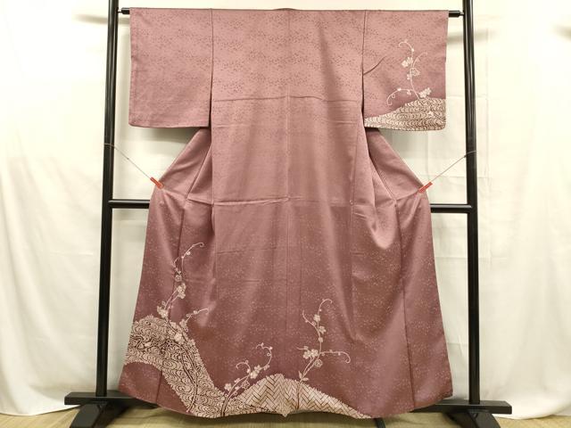 平和屋着物■訪問着　鹿の子花唐草文　正絹　逸品　DABD6835cm
