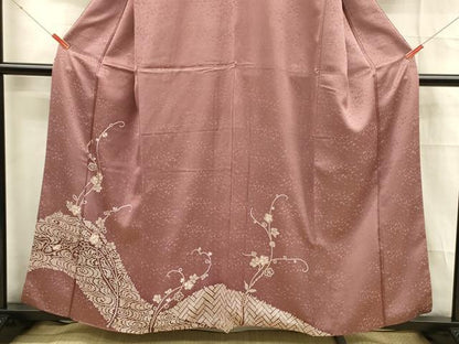 平和屋着物■訪問着　鹿の子花唐草文　正絹　逸品　DABD6835cm