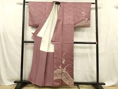 平和屋着物■訪問着　鹿の子花唐草文　正絹　逸品　DABD6835cm