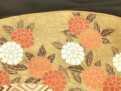平和屋着物■豪華黒留袖　作家物　駒刺繍　地紙花文　金彩　ロング丈　正絹　逸品　DABD6842cm