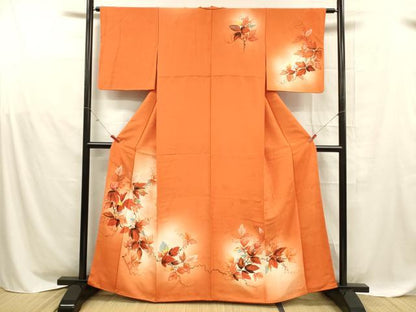 平和屋着物■訪問着　手描き　蔦の葉文　暈し染め　正絹　逸品　DABD6843cm