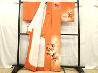平和屋着物■訪問着　手描き　蔦の葉文　暈し染め　正絹　逸品　DABD6843cm