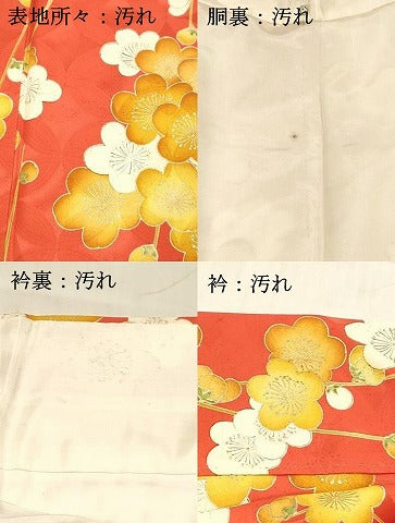 平和屋着物■豪華振袖　枝梅文　金彩　正絹　逸品　DABD6846cm