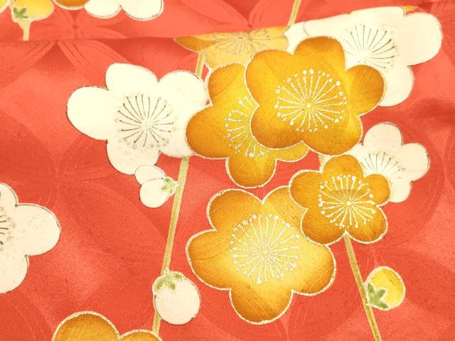 平和屋着物■豪華振袖　枝梅文　金彩　正絹　逸品　DABD6846cm
